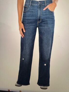 Well Worn Dark Blue Wide Leg Jeans